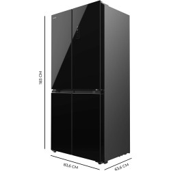 Cecotec refrigerateur congelateur 4 portes française bolero coolmarket 4d 436 noir glass e. réfrigérateur 436l, total no frost, 