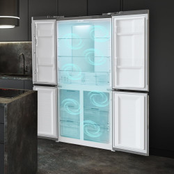 Cecotec refrigerateur congelateur 4 portes française bolero coolmarket 4d 436 noir glass e. réfrigérateur 436l, total no frost, 