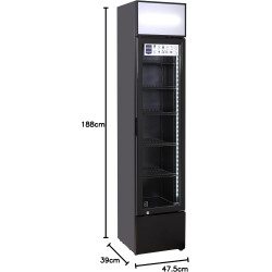 METRO Professional Vitrine à boissons Slim GSC2133B, 133 L, Réfrigération Statique, 200 W, avec Serrure, Noir