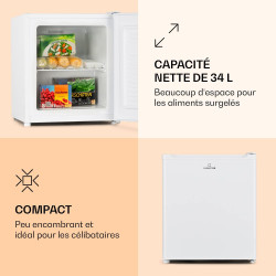 Klarstein Mini Congelateur Armoire, Petit Congélateur pour la Chambre et la Maison, Mini congélateur 33L, Congelateur Petite Tai