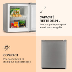 Klarstein Mini Congelateur Armoire, Petit Congélateur pour la Chambre et la Maison, Mini congélateur 33L, Congelateur Petite Tai