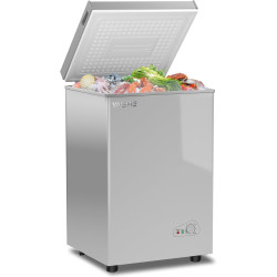 YASHE Congélateur coffre 100L, pose libre, Gris | 2 paniers amovibles, 6 niveaux de température, faible consommation d'énergie e