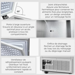 YASHE Congélateur coffre 100L, pose libre, Gris | 2 paniers amovibles, 6 niveaux de température, faible consommation d'énergie e