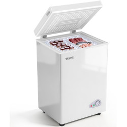 YASHE Congélateur coffre 100L, pose libre, Blanc | 2 paniers amovibles, 6 niveaux de température, faible consommation d'énergie 