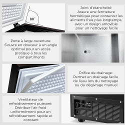 YASHE Congélateur coffre 100L, pose libre, Noir | 2 paniers amovibles, 6 niveaux de température, faible consommation d'énergie e