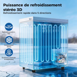 YASHE Congélateur coffre 150L, pose libre, Blanc | 2 paniers amovibles, 6 niveaux de température, faible consommation d'énergie 