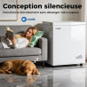 YASHE Congélateur coffre 150L, pose libre, Blanc | 2 paniers amovibles, 6 niveaux de température, faible consommation d'énergie 