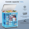 YASHE Congélateur coffre 150L, pose libre, Gris | 2 paniers amovibles, 6 niveaux de température, faible consommation d'énergie e