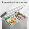 YASHE Congélateur coffre 150L, pose libre, Gris | 2 paniers amovibles, 6 niveaux de température, faible consommation d'énergie e