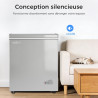 YASHE Congélateur coffre 150L, pose libre, Gris | 2 paniers amovibles, 6 niveaux de température, faible consommation d'énergie e