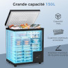 YASHE Congélateur coffre 150L, pose libre, Noir | 2 paniers amovibles, 6 niveaux de température, faible consommation d'énergie e