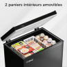 YASHE Congélateur coffre 150L, pose libre, Noir | 2 paniers amovibles, 6 niveaux de température, faible consommation d'énergie e