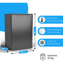 Bomann GS 7253 Stand Gefrierschrank, 55 cm breit, 87 L, 3 Gefrierschubladen, Edelstahloptik (772539)
