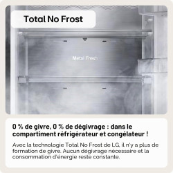 LG GBV22NCCEP Réfrigérateur-congélateur - Smart Inverter Compressor, Total No Frost, design moderne Flat Door, noir mat métallis