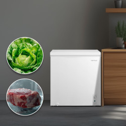 Cecotec congélateur coffre 198l bolero coolmarket chest 198m blanc d. panier avec poignées, contrôle mécanique led, ultracontact