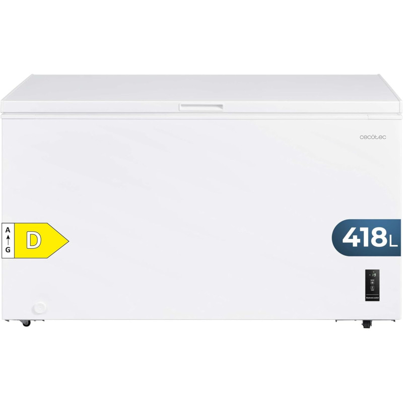 Cecotec congélateur coffre 418l bolero coolmarket chest 418p blanc d. panier, contrôle électronique led, roues, basse consommati