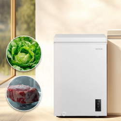 Cecotec congélateur coffre 99l bolero coolmarket chest 99p blanc e. panier avec poignées, contrôle électronique led, ultracontac