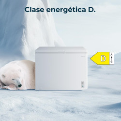 Cecotec congélateur coffre 293l bolero coolmarket chest 293m blanc d. panier avec poignées, contrôle mécanique led, ultracontact
