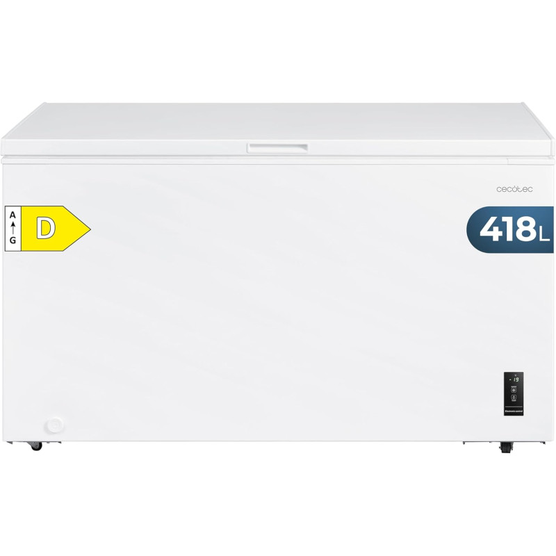 Cecotec congélateur coffre 418l bolero coolmarket chest 418p blanc e. panier, contrôle électronique led, roues, ultracontact d-c