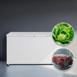 Cecotec congélateur coffre 508l double porte bolero coolmarket chest duo 508m blanc e. ultracontact d-cool, roues easymove, doub