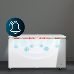 Cecotec congélateur coffre 508l double porte bolero coolmarket chest duo 508m blanc e. ultracontact d-cool, roues easymove, doub