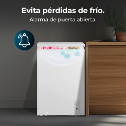 Cecotec congélateur coffre 99l bolero coolmarket chest 99m blanc d. panier, contrôle mécanique led, ultracontact d-cool, double 