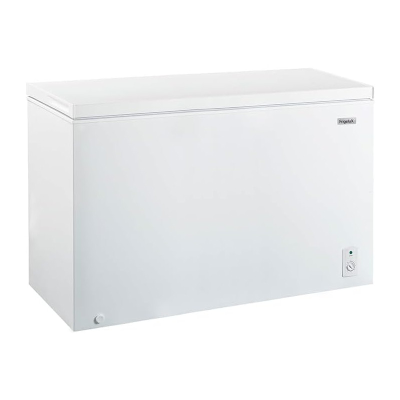 Congélateur Coffre Blanc FrigeluX CCO400BE 395L Classe E - Efficacité Énergétique, Thermomètre Digital, Dégivrage Facile, 135,5x