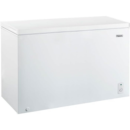 Congélateur Coffre Blanc FrigeluX CCO400BE 395L Classe E - Efficacité Énergétique, Thermomètre Digital, Dégivrage Facile, 135,5x