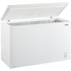 Congélateur Coffre Blanc FrigeluX CCO400BE 395L Classe E - Efficacité Énergétique, Thermomètre Digital, Dégivrage Facile, 135,5x