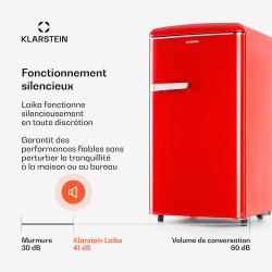 KLARSTEIN Laika - Congélateur, volume total 60 litres, thermostat à 5 niveaux, 0 à -18°C, 3 grilles, pose libre, design rétro - 