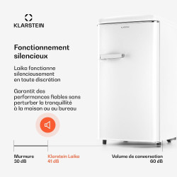 KLARSTEIN Laika – Congélateur, volume total 60 litres, thermostat à 5 niveaux, 0 à -18°C, 3 grilles, pose libre, design rétro - 