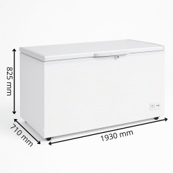 Congélateur Coffre 550L (488L Net) – Température -18 à -22°C – Porte Pleine Battante avec Serrure – LED Intérieur – Thermostat R