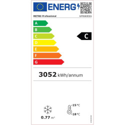 METRO PROFESSIONAL Congélateur à Porte Vitrée GFR6600SG, 380 L, Argenté
