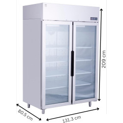 METRO Professional Congélateur double porte GFR1400G, 131.4 x 80.5 x 209 cm, 906 L, Argenté