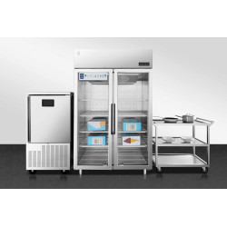 METRO Professional Congélateur double porte GFR1400G, 131.4 x 80.5 x 209 cm, 906 L, Argenté