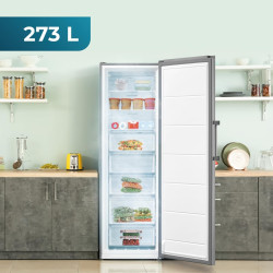 Cecotec Congélateur Vertical de 273 L Bolero CoolMarket UF 273 Inox E. 185 cm de Hauteur, Total No Frost, Moteur Inverter Plus, 