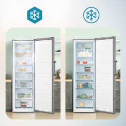 Cecotec Congélateur Vertical de 273 L Bolero CoolMarket UF 273 Inox E. 185 cm de Hauteur, Total No Frost, Moteur Inverter Plus, 
