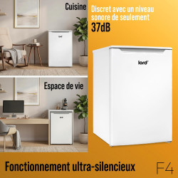 LORD F4 Congélateur armoire 87 L, NoFrost, 37 dB, classe C, 4,4 kg/24h, 3 tiroirs, compresseur Inverter BLDC, porte réversible, 