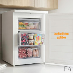 LORD F4 Congélateur armoire 87 L, NoFrost, 37 dB, classe C, 4,4 kg/24h, 3 tiroirs, compresseur Inverter BLDC, porte réversible, 