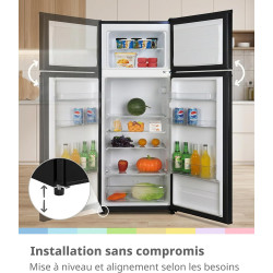 Comfee RCT210DK3EU(E) Réfrigérateur-Congélateur 2 Portes 204 L, Noir | Congélateur supérieur, 137 kWh/an, Inverter, 163L+41L, Te
