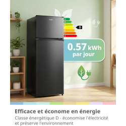 Comfee RCT210DK3EU(E) Réfrigérateur-Congélateur 2 Portes 204 L, Noir | Congélateur supérieur, 137 kWh/an, Inverter, 163L+41L, Te