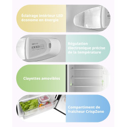 Comfee RCT210DK3EU(E) Réfrigérateur-Congélateur 2 Portes 204 L, Noir | Congélateur supérieur, 137 kWh/an, Inverter, 163L+41L, Te