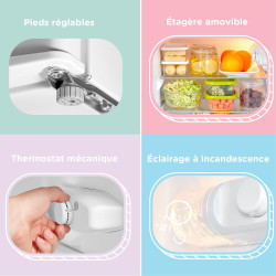 COMFEE' RCT87WH2(E) Réfrigérateur Congélateur Sous Plan, Petit Réfrigérateur Congélateur 87L avec Éclairage, Étagères Amovibles,