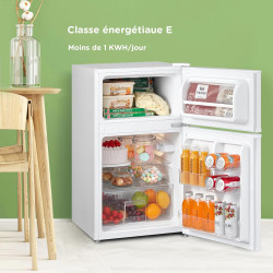 COMFEE' RCT87WH2(E) Réfrigérateur Congélateur Sous Plan, Petit Réfrigérateur Congélateur 87L avec Éclairage, Étagères Amovibles,