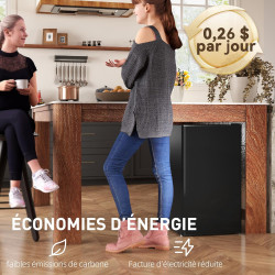 HOMCOM Réfrigérateur Congélateur Petit Réfrigérateur à Une Porte 91L Noir | Étagères Modulables, Compartiment Congélateur, Desig