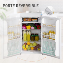 HOMCOM Réfrigérateur Congélateur Petit Réfrigérateur à Une Porte 91L Blanc | Étagères Modulables, Compartiment Congélateur, Desi