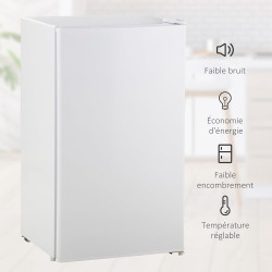 HOMCOM Réfrigérateur Congélateur Petit Réfrigérateur à Une Porte 91L Blanc | Étagères Modulables, Compartiment Congélateur, Desi