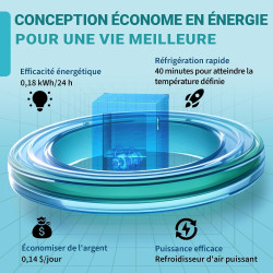 Réfrigérateur de boissons, 24 canettes/20 litres, mini réfrigérateur avec porte en transparent pour limonade, bière ou vin, plan
