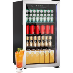 Mini-Réfrigérateur 80L, Réfrigérateur Autonome pour Boissons de 115 Canettes avec Porte transparent, Réfrigérateur Sous le Compt