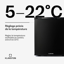 KLARSTEIN Mini Frigo de Chambre de 38L pour Boissons et Bieres, Petit Frigo Silencieux, Mini Bar Intérieur/Ext, Petit Refrigerat